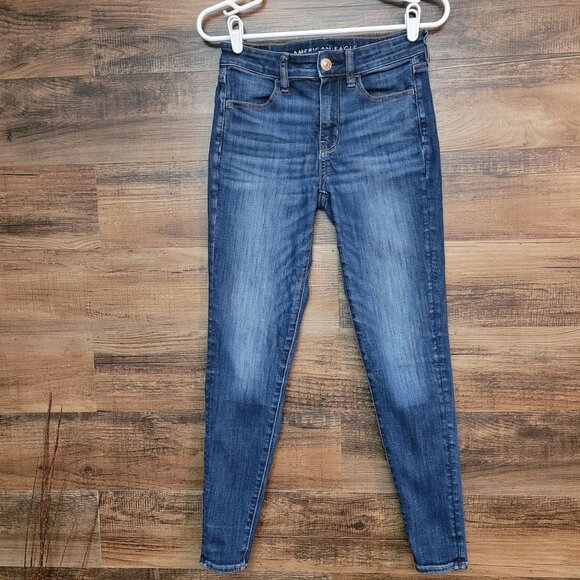 American Eagle Jeans 2 R Jegging Next Level Stretch Hi Rise Medium Dark Wash - Picture 1 of 13